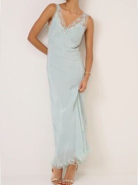 Nobody’s Child Blue Lace Lenora Maxi Dress NWT 6